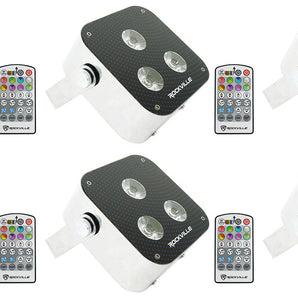 (6) Rockville MINI RF3 RGBWA+UV DMX DJ/Party LED Wash Lights+4-Ch. RF Par Remote
