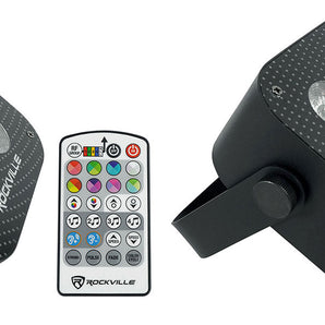 2 Rockville MINI RF4 Black RGBWA+UV DJ/Party LED Wash Lights+4-Ch. RF Par Remote