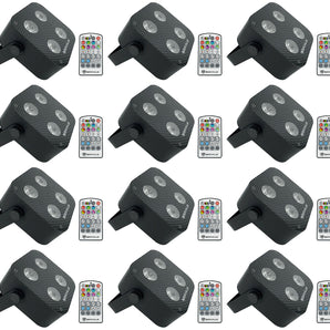 12 Rockville MINI RF4 Black RGBWA+UV DJ/Party LED Wash Lights+4-Ch RF Par Remote