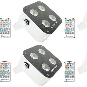 (6) Rockville MINI RF4 RGBWA+UV DMX DJ/Party LED Wash Lights+4-Ch. RF Par Remote