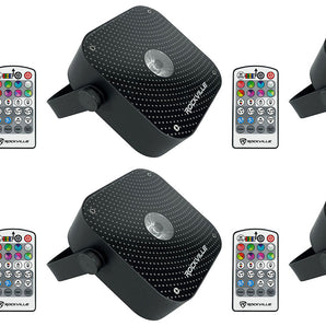 (6) Rockville Mini RF1 V2 Black RGBWA+UV DJ/Party LED Wash Lights+4-Ch RF Remote