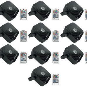 10) Rockville Mini RF1 V2 Black RGBWA+UV DJ/Party LED Wash Lights+4-Ch RF Remote