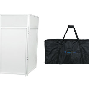 Rockville Rockbooth White Event Booth DJ Facade+Built in Table+Travel Bag+Scrims