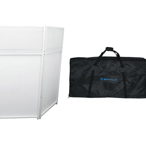 Rockville Rockbooth XL White Event Booth DJ Facade w/Built in Table+Bag+Scrims