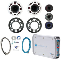 (2) 48KMXL654 Marine Speakers + 2-Channel Amplifier + Amp Kit
