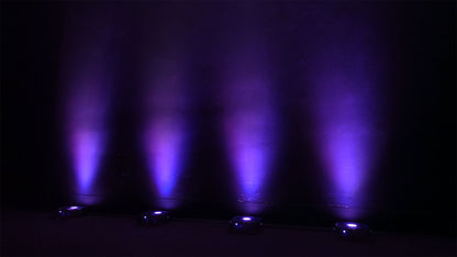 (3) Mini RF1 V2 RGBWA+UV DMX DJ/Party LED Wash Lights + 4-Ch RF Remote