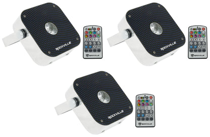 (3) Mini RF1 V2 RGBWA+UV DMX DJ/Party LED Wash Lights + 4-Ch RF Remote