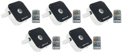 (5) Mini RF1 V2 RGBWA+UV DMX DJ/Party LED Wash Lights + 4-Ch RF Remote