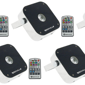 (5) Rockville Mini RF1 V2 RGBWA+UV DMX DJ/Party LED Wash Lights+4-Ch RF Remote