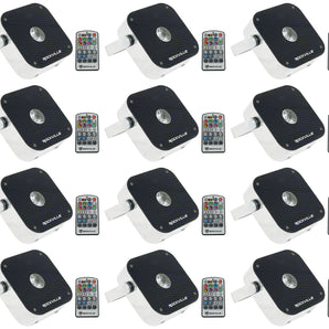 12) Rockville Mini RF1 V2 RGBWA+UV DMX DJ/Party LED Wash Lights+4-Ch RF Remote