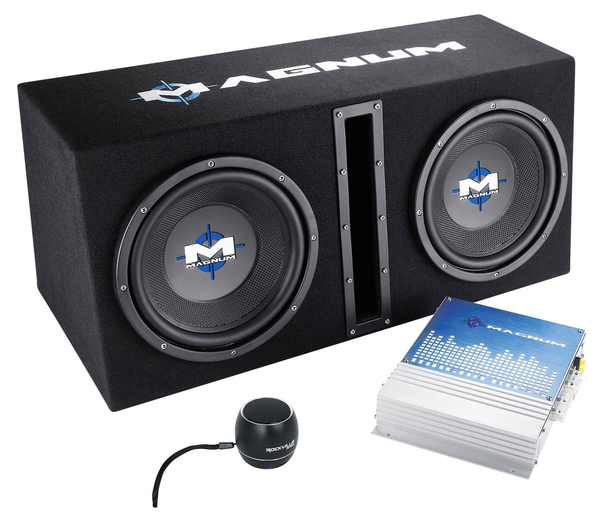 MTX Magnum MB210SP 800w Dual 10” Subwoofers+Vented Sub Box+Amp+Bluetooth Speaker