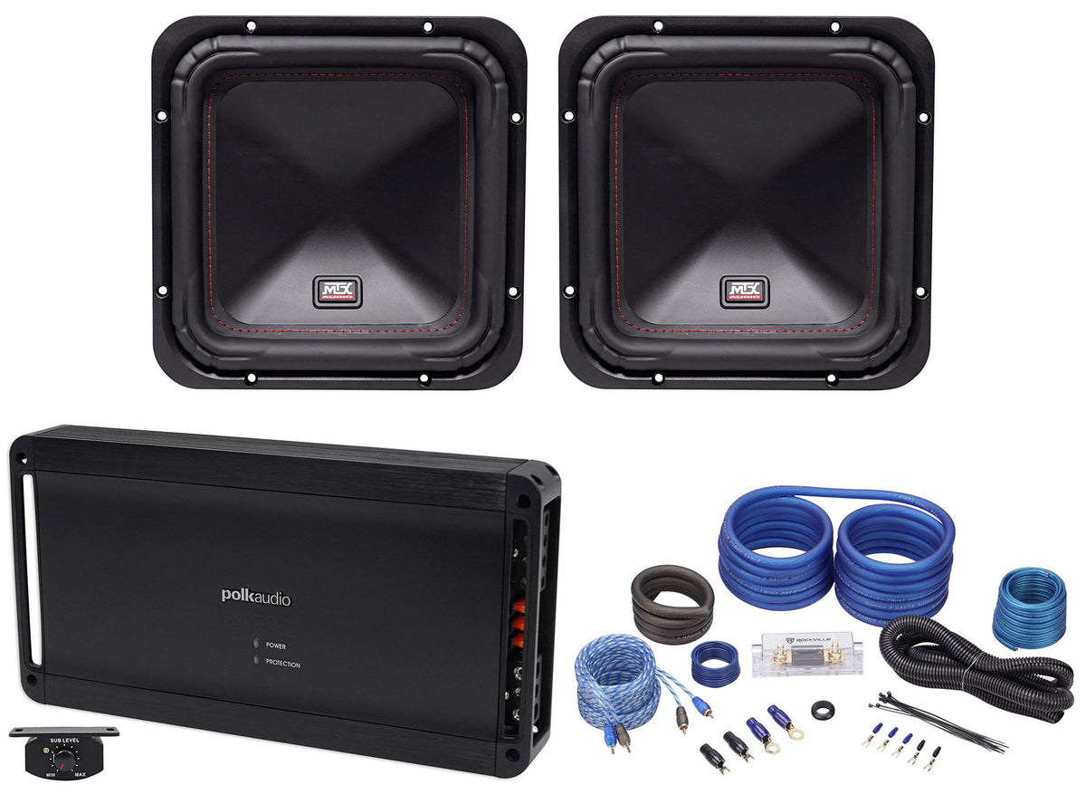 (2) MTX S6510-44 10" Square Subwoofers + Polk Audio Amplifier + Amp Kit