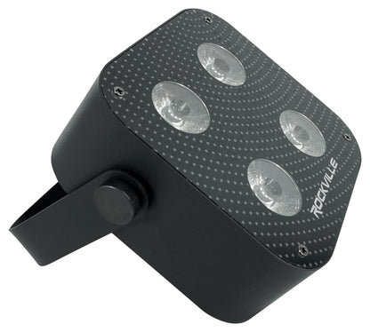 Rockville MINI RF4 Black RGBWA+UV DJ/Party LED Par Wash Up Light+4 Ch. RF Remote
