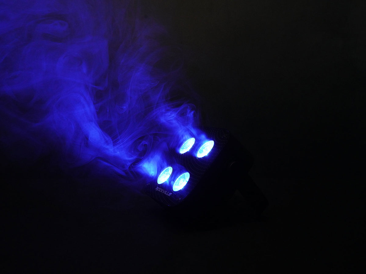 Rockville MINI RF4 Black RGBWA+UV DJ/Party LED Par Wash Up Light+4 Ch. RF Remote