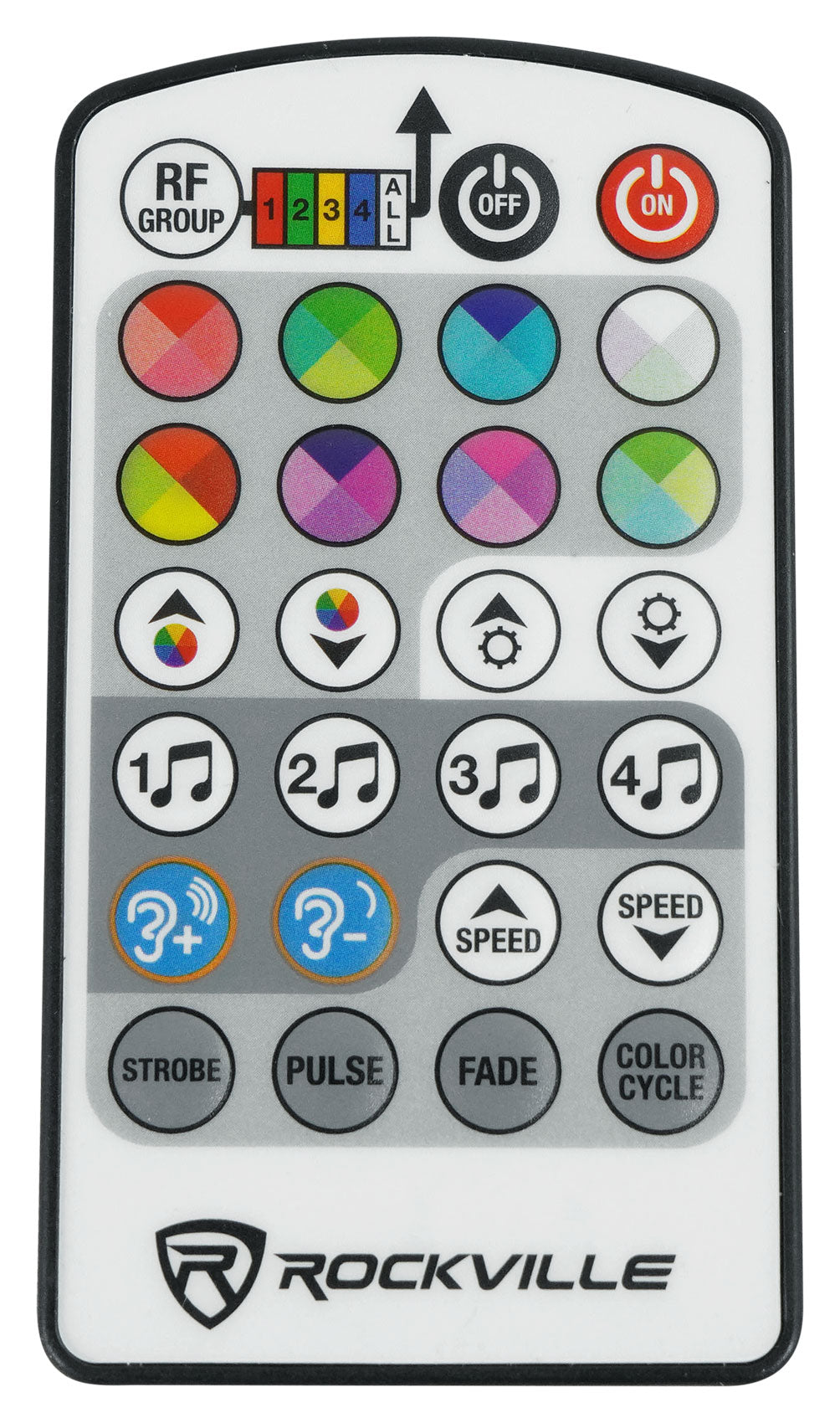 Rockville MINI RF4 Black RGBWA+UV DJ/Party LED Par Wash Up Light+4 Ch. RF Remote