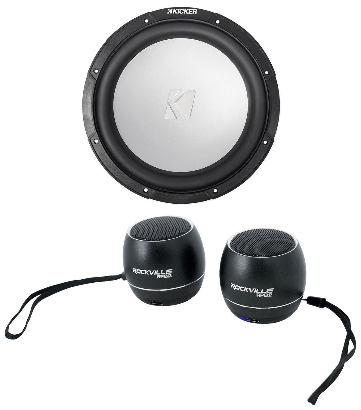 45KM104 10" Marine Subwoofer & Pair Of Portable Bluetooth Speakers