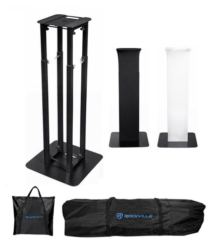 (2) ROCK SPOT 260W Moving Head Spot Lights + 8 Ft Black Totem Stands