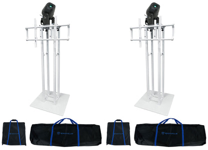 (2) ROCK SPOT 260W Moving Head Spot Lights + White Totem/TV Stands