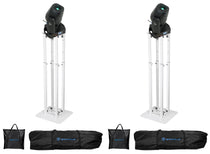 (2) ROCK SPOT 260W Moving Head Spot Lights + 8 Ft White Totem Stands