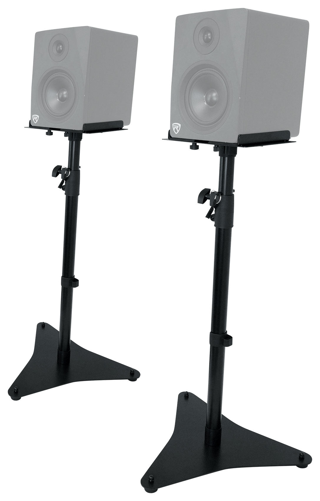 (2) APM5B 5.25" 250W Powered Studio Monitor Speakers + Adjustable Stands