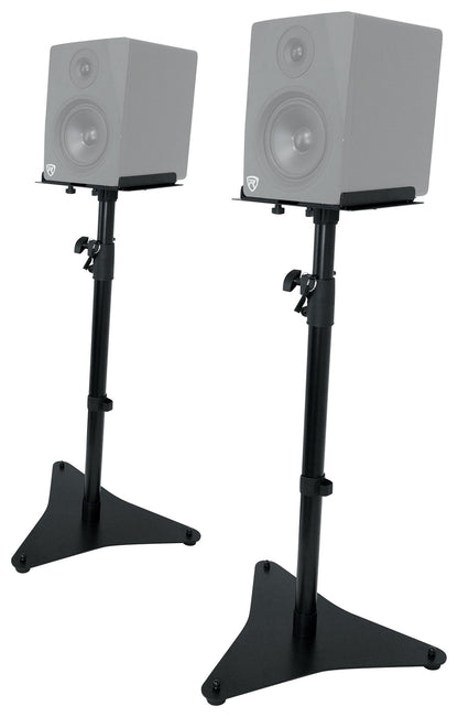 (2) APM5B 5.25" 250W Powered Studio Monitor Speakers + Adjustable Stands