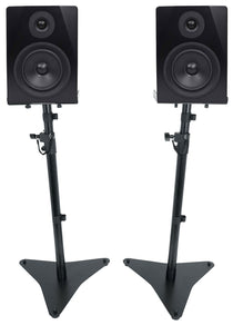 (2) APM5B 5.25" 250W Powered Studio Monitor Speakers + Adjustable Stands