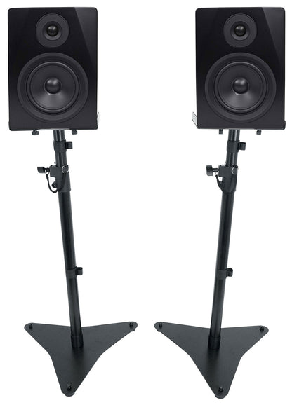 (2) APM5B 5.25" 250W Powered Studio Monitor Speakers + Adjustable Stands