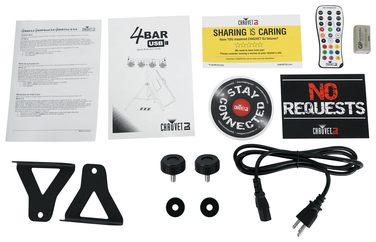 Chauvet DJ 4BAR ILS Wash Lighting System w/(4) Par Lights+Tripod+Footswitch+Bag