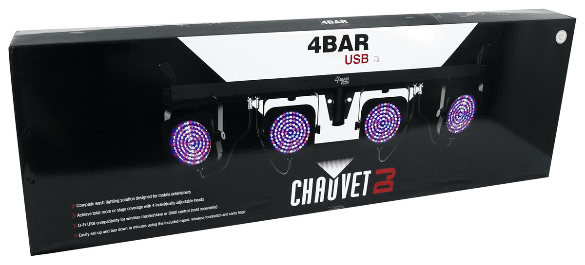 Chauvet DJ 4BAR ILS Wash Lighting System w/(4) Par Lights+Tripod+Footswitch+Bag