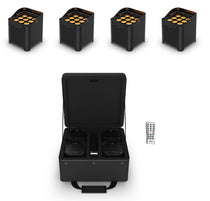 Chauvet DJ Freedom Par Q9 X4 (4) Wireless DMX Battery Wash Up-lights+Bag+Remote
