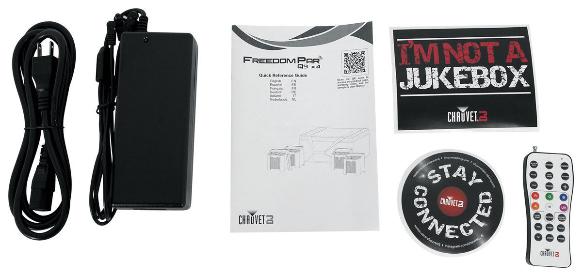 Chauvet DJ Freedom Par Q9 X4 (4) Wireless DMX Battery Wash Up-lights+Bag+Remote