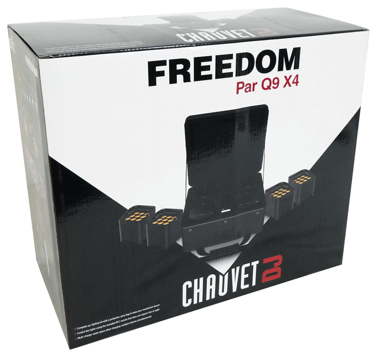 Chauvet DJ Freedom Par Q9 X4 (4) Wireless DMX Battery Wash Up-lights+Bag+Remote