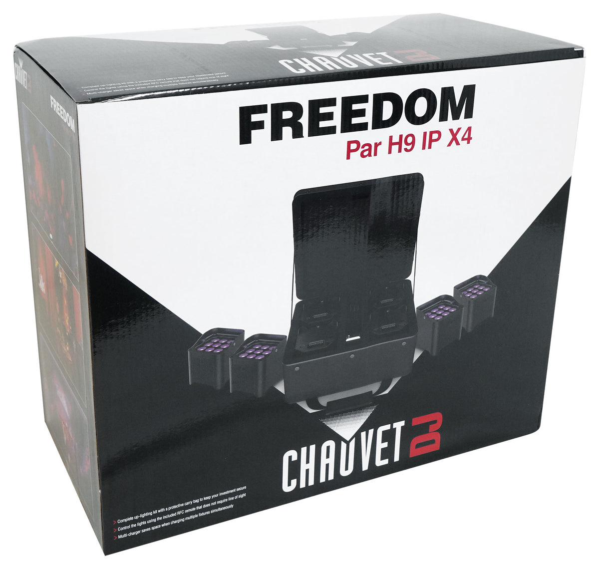 Chauvet DJ Freedom Par H9 IP X4 (4) Wireless DMX Battery Wash Lights+Bag+Remote