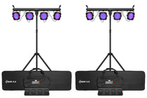 2 4BAR ILS Wash Lighting Kits, 8 Par Lights + Tripods + Footswitches + Bags