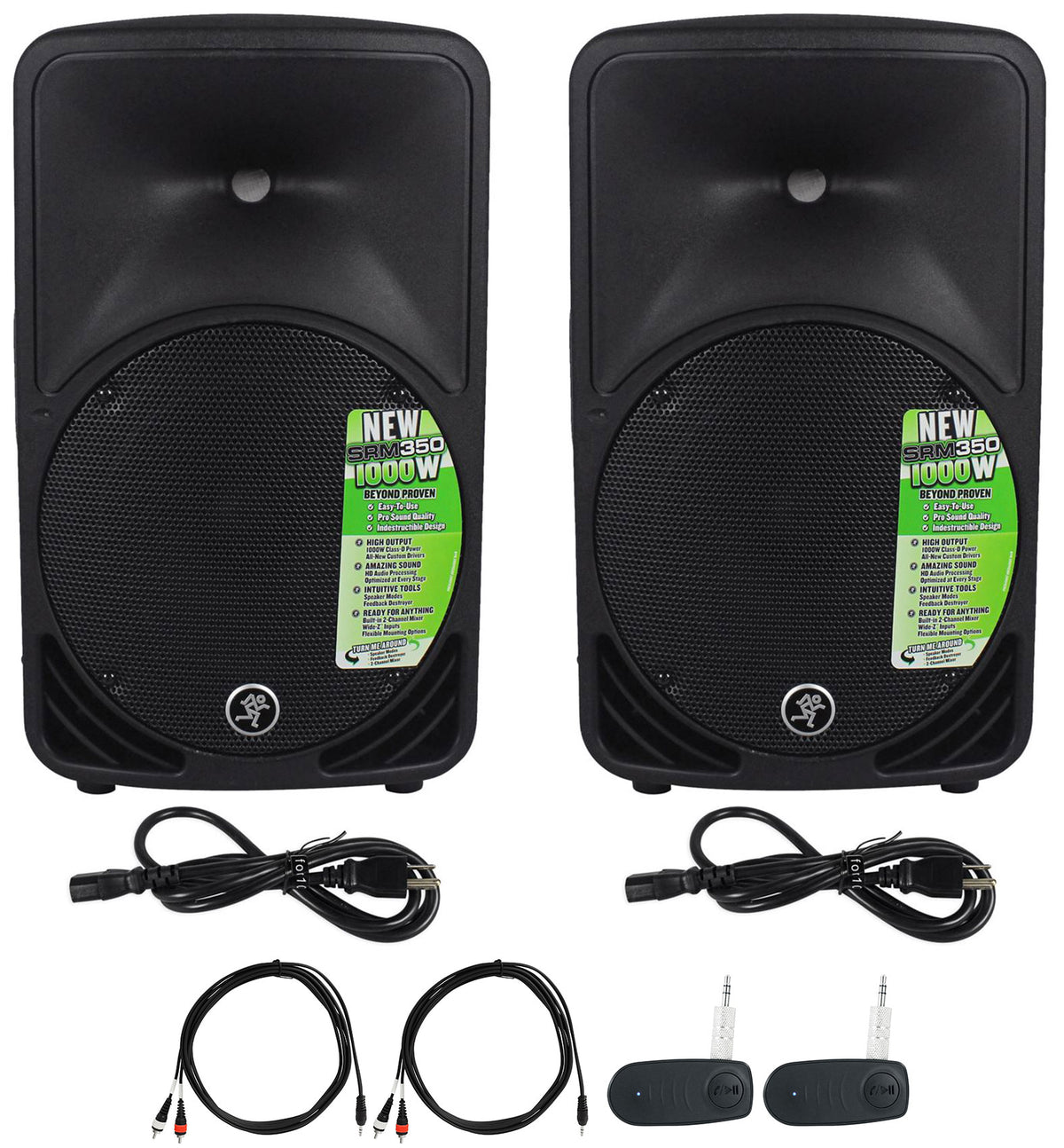 (2) Mackie SRM350V3 SRM350-V3 1000w 10" Powered PA Speaker w/Wireless Linking