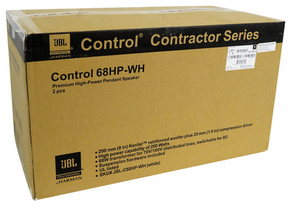Pair JBL CONTROL 68HP-WH High-Power 70v Commercial 8" White Pendant Speakers