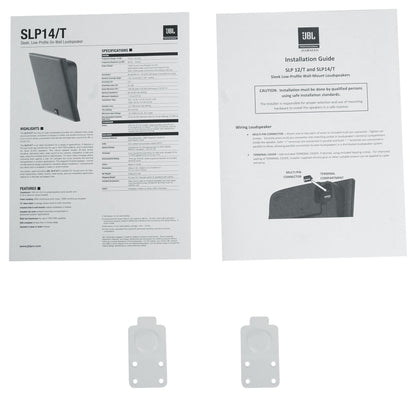 Pair JBL SLP14/T-WH Sleek Low-Profile On Wall Mount 4" 70v Commercial Speakers