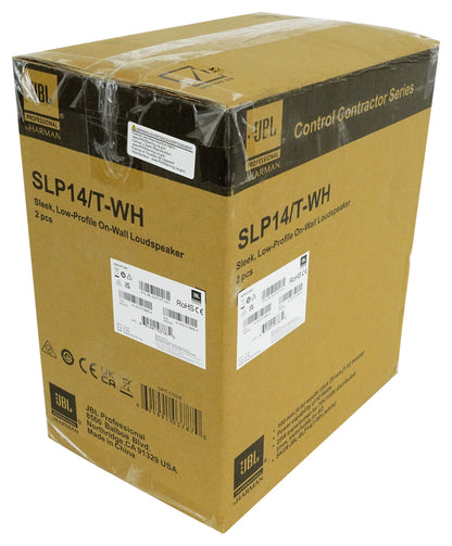 Pair JBL SLP14/T-WH Sleek Low-Profile On Wall Mount 4" 70v Commercial Speakers