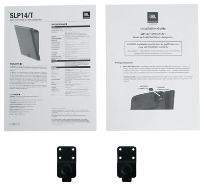 Pair JBL SLP14/T-BK Sleek Low-Profile On Wall Mount 4" 70v Commercial Speakers