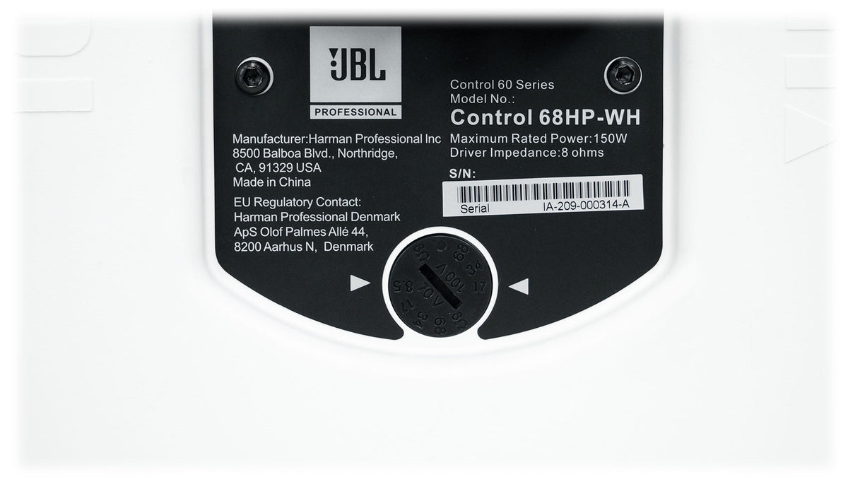 Pair JBL CONTROL 68HP-WH High-Power 70v Commercial 8" White Pendant Speakers
