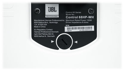 Pair JBL CONTROL 68HP-WH High-Power 70v Commercial 8" White Pendant Speakers