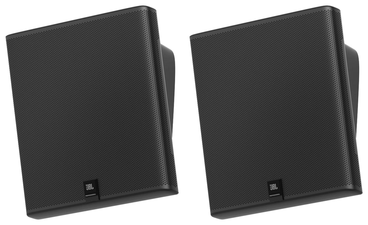 2) JBL SLP12/T-BK Sleek Low-Profile On Wall Mount 3" 70v Commercial Speakers+Amp