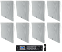 4 Pairs JBL-SLP14/T-WH On-Wall Speakers + RCS350-6 Amplifier