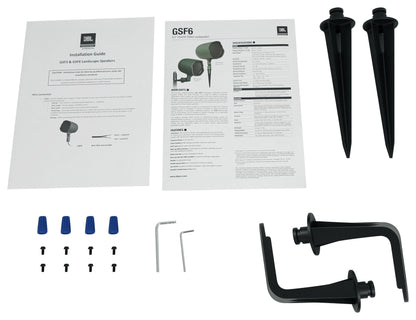 Pair JBL GSF6-GN 6.5" Landscape Ground Stake / Wall Mount 70v Commercial Speaker