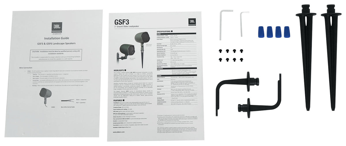 Pair JBL GSF3-GN 3" Landscape Ground Stake or Wall Mount 70v Commercial Speaker