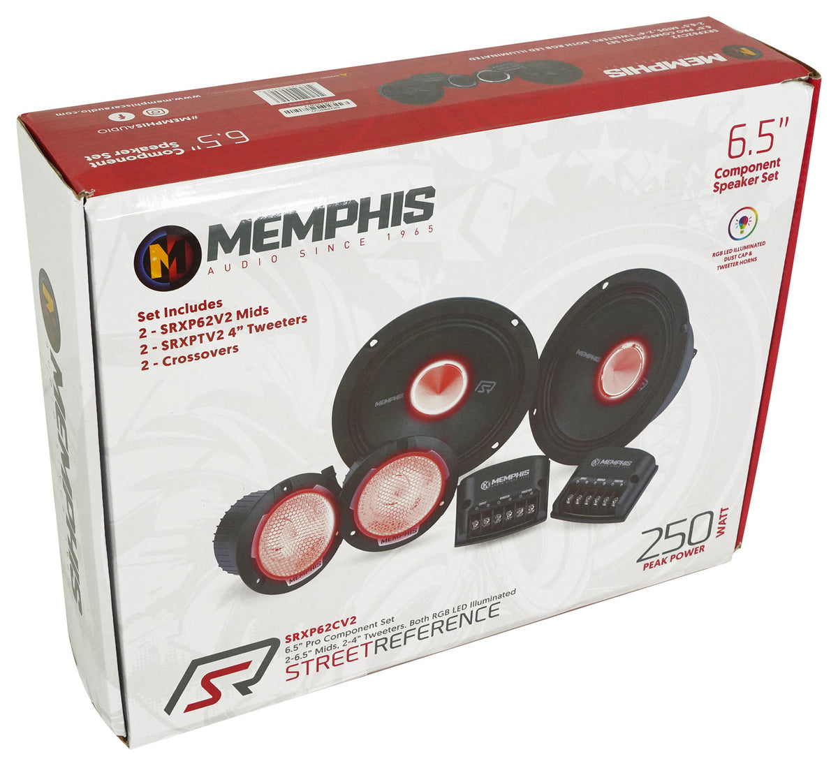Pair Memphis Audio SRXP62CV2 SRX Pro 6.5" 250w Component Car Speakers w/ LED