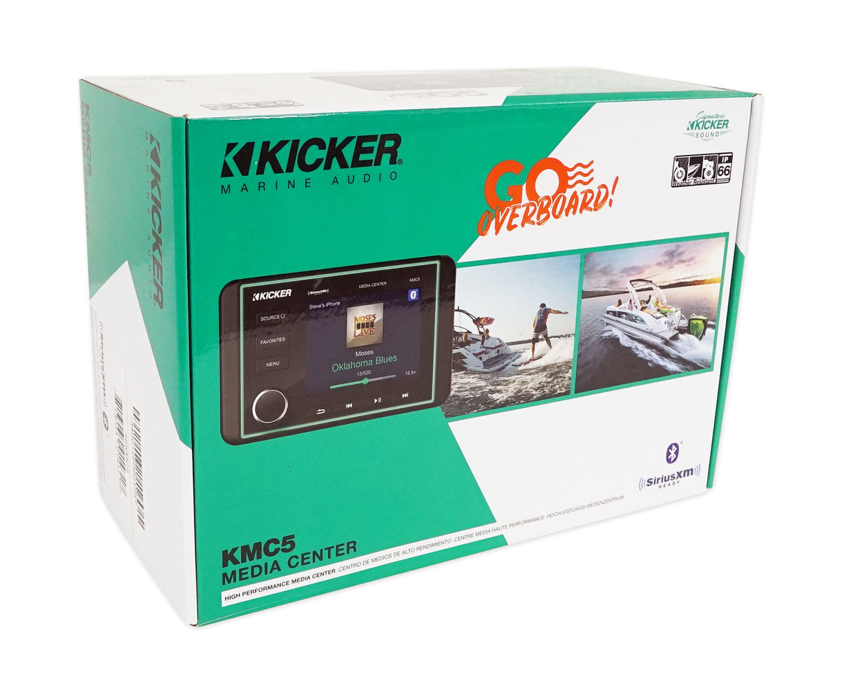 KMC5 Marine 3" Receiver Weather-Band Tuner+(4) White MB Quart 6.5" Speakers