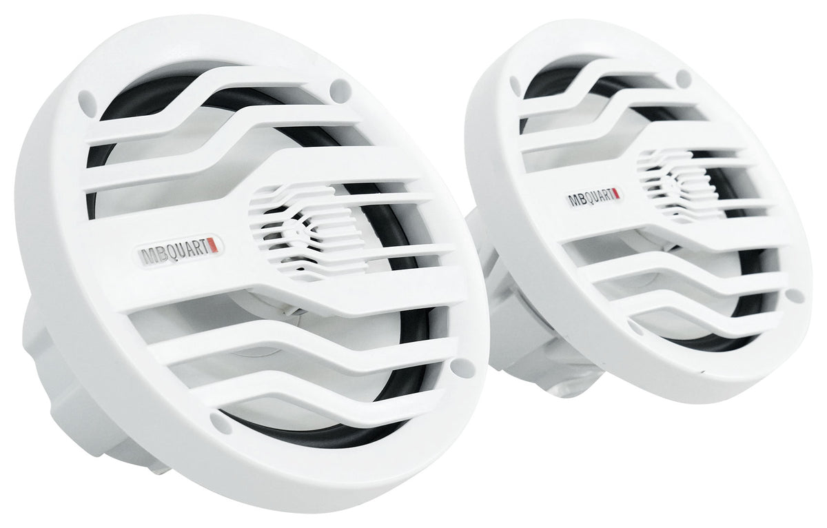 KMC5 Marine 3" Receiver Weather-Band Tuner+(4) White MB Quart 6.5" Speakers