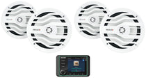 KMC5 Marine 3" Receiver Weather-Band Tuner+(4) White MB Quart 6.5" Speakers