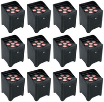 (12) Freedom Par T6 Wireless Rechargeable RGB LED DMX Wash Up-lights